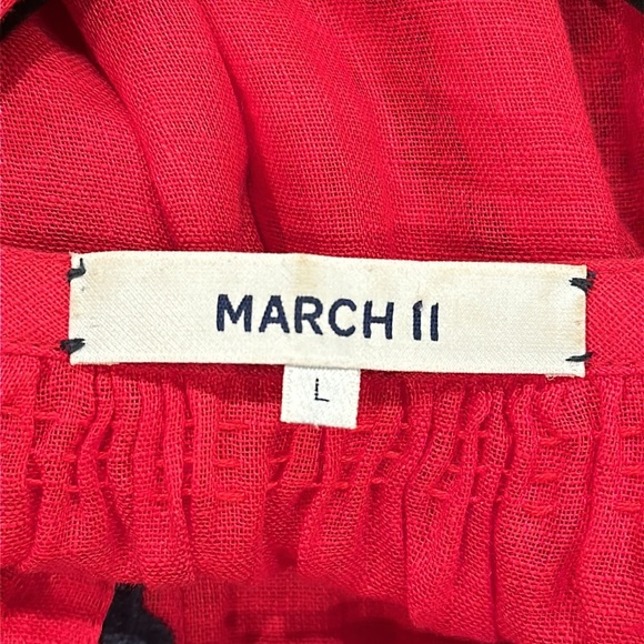 March 11 Namibia Red Linen Mini Dress Size L - Picture 15 of 17